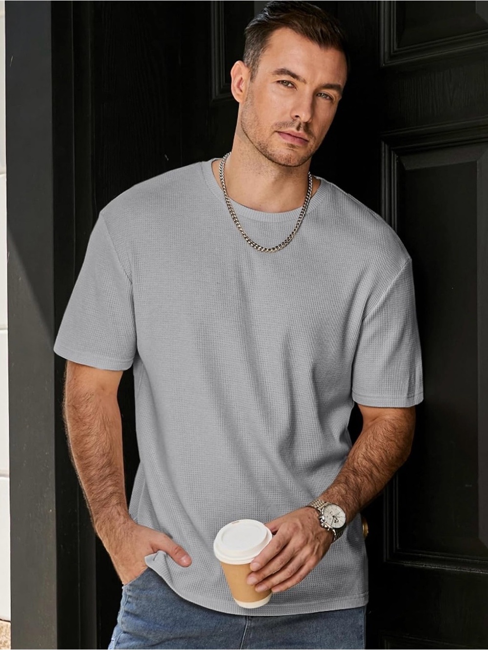 Brand New! Men's Classic Gray Short-Sleeve Crewneck T Shirt (Size: Small)